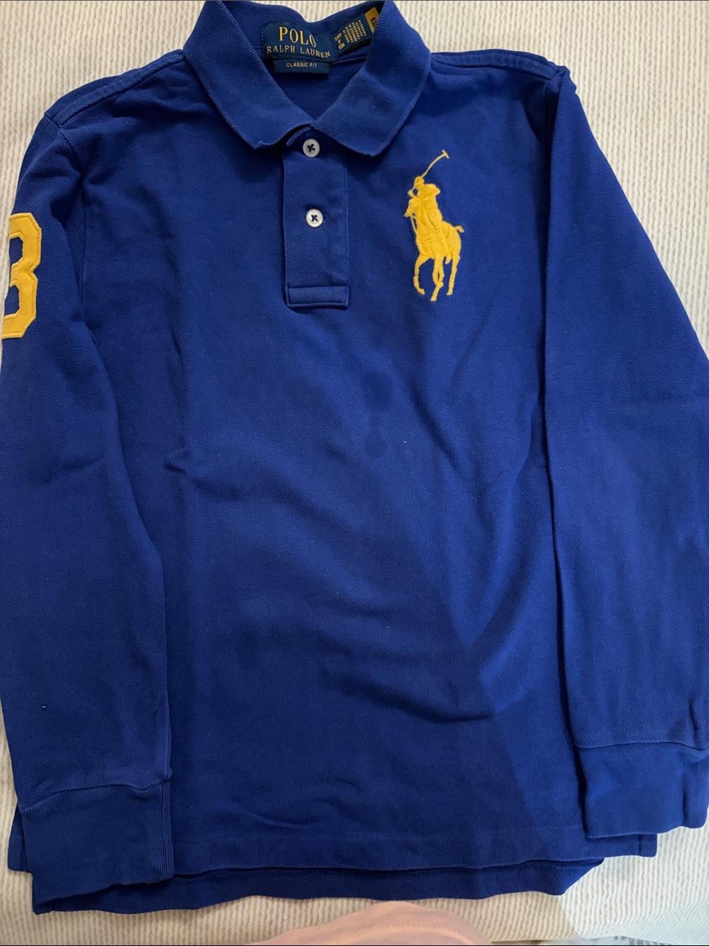 Polo by Ralph Lauren Long Sleeve Polo - Royal Blue with Yellow Logo